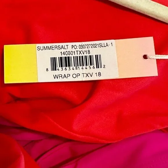 NWT Summersalt The Perfect Wrap One-Piece Swimsuitin Hibiscus/Grapefruit, Sz 18 - Picture 6 of 7